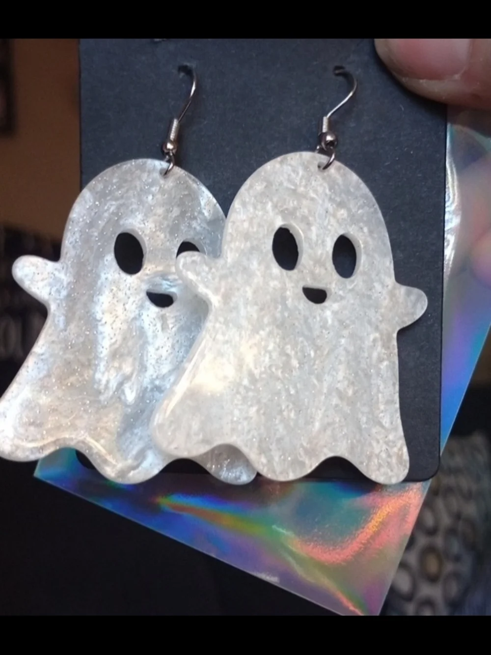 $8 Each Or Bundle 5/$20 Ghost Dangle Earrings in Iridescent Pearl White